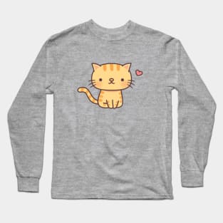 Cute Ginger Tabby Cat Doodle Long Sleeve T-Shirt